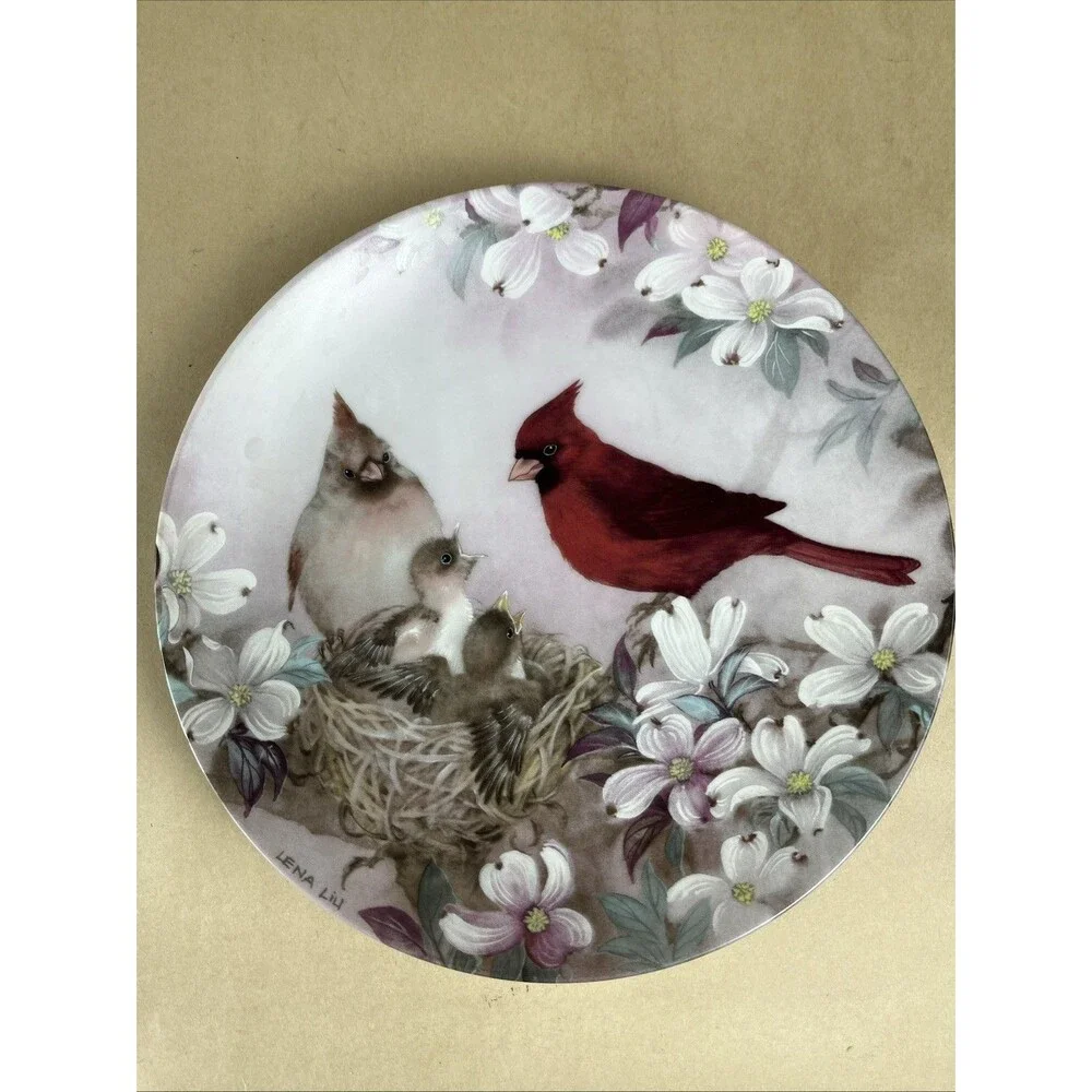 VTG‎ Lena Liu Nature's Poetry Series Plates- MORNING SERENADE, MORNING CHRUS EUC